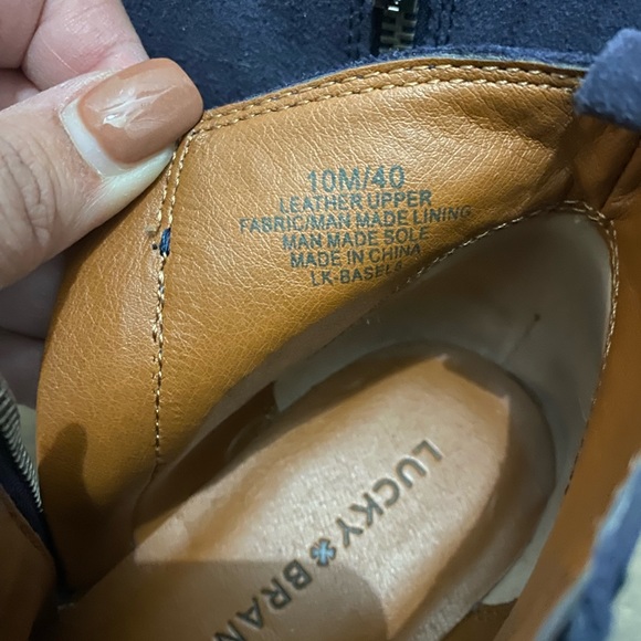 Lucky Brand Navy Blue Embroidered Basal Ankle Boots - Picture 8 of 12